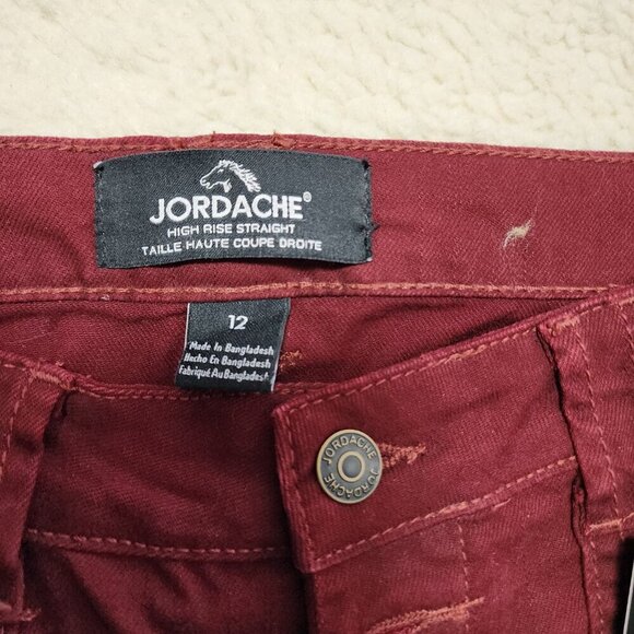 Jordache High Rise Utility Straight Leg Burgundy Jeans Size 12 Button Fly - Picture 4 of 5